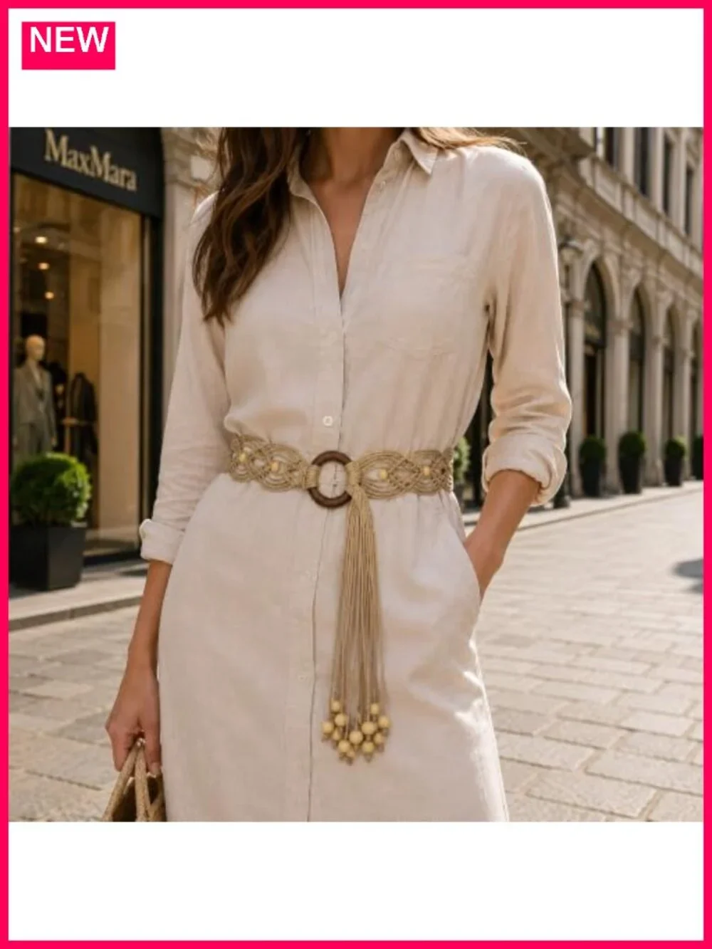Hand Woven Boho Western Belt with Tassel Wide Waist Belt for Dresses Jeans